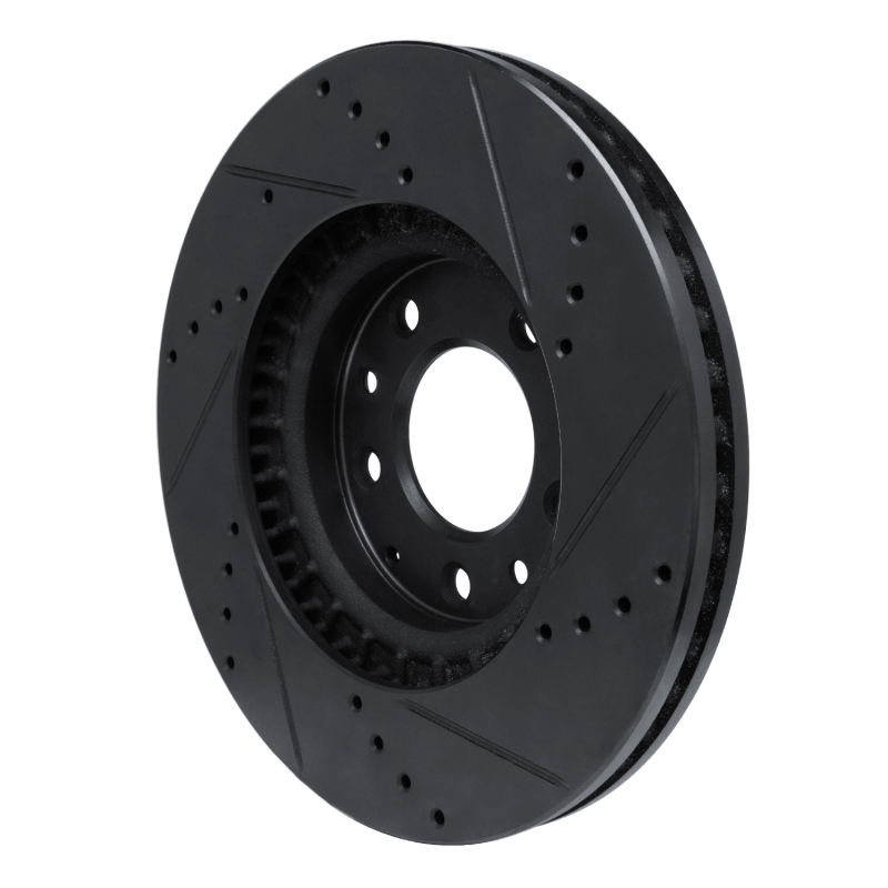 Mazda CX-7 Brake Rotor (1) - Front Left - R1 Concepts - Drilled & Slotted - Black - `07-`12